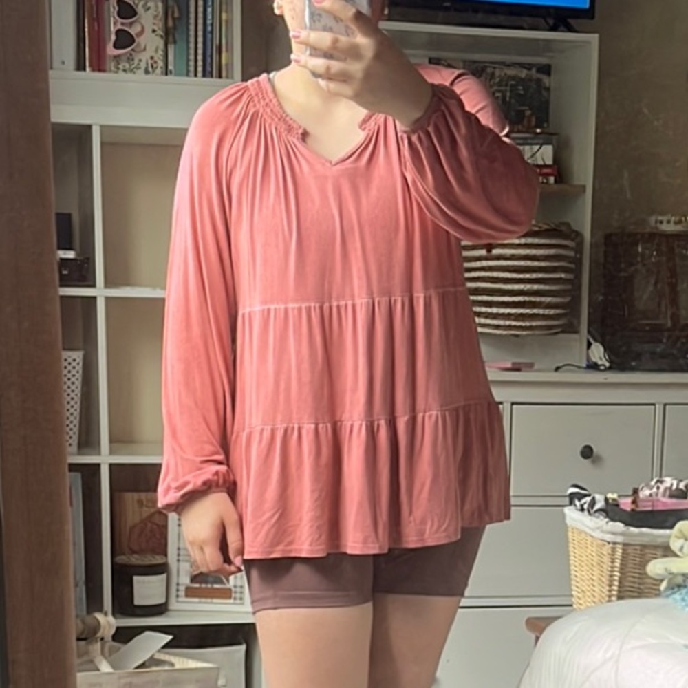 Wonderly Pink Relaxed Tiered Blouse